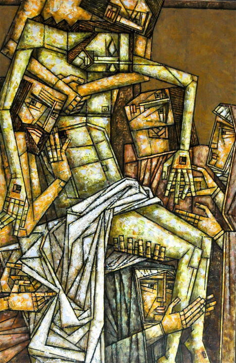 Картина под названием "Снятие с креста Des…" - Dmitriy Trubin, Подлинное произведение искусства, Акрил Установлен на Деревян…