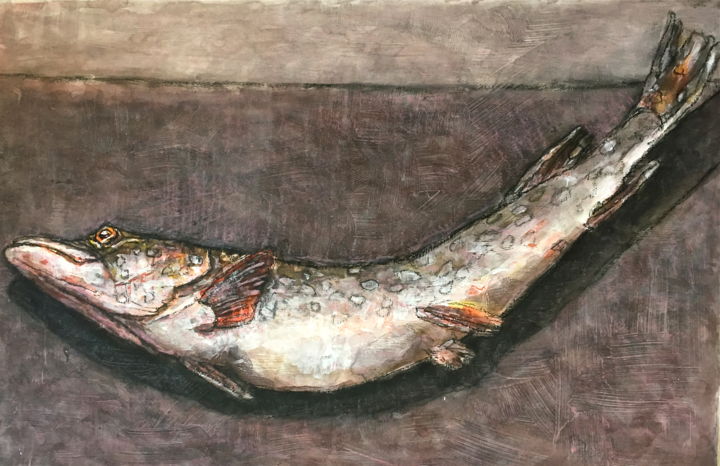 Painting titled "fish / Fisch / рыбы…" by Dmitriy Trubin, Original Artwork