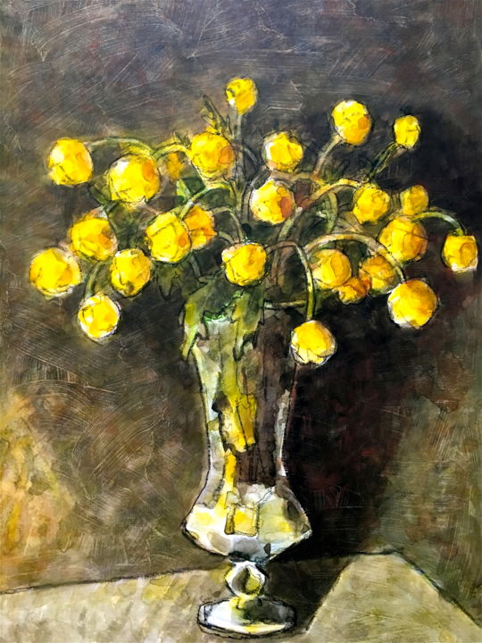 Картина под названием "flowers 3" - Dmitriy Trubin, Подлинное произведение искусства, Акварель