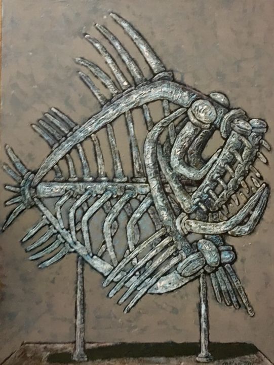 Painting titled "fish / Fisch / рыбы…" by Dmitriy Trubin, Original Artwork, Oil