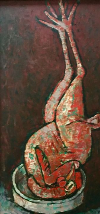 Pintura titulada "курица из балетных…" por Dmitriy Trubin, Obra de arte original, Oleo