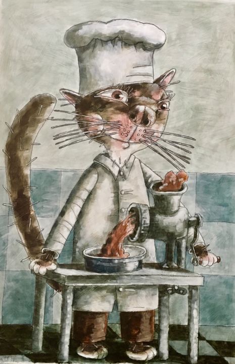 "Katze / chat / cat…" başlıklı Tablo Dmitriy Trubin tarafından, Orijinal sanat
