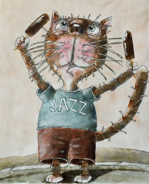 绘画 标题为“Katze / chat / cat…” 由Dmitriy Trubin, 原创艺术品