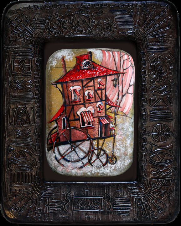 Pintura titulada "Winter Magic Trip" por Dmitry King, Obra de arte original, Acrílico Montado en Panel de madera