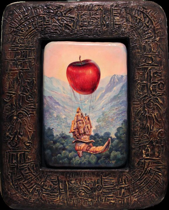Peinture intitulée "Flight of Love" par Dmitry King, Œuvre d'art originale, Acrylique Monté sur Panneau de bois