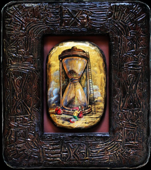 Painting titled "Time of life" by Dmitry King, Original Artwork, Acrylic Mounted on Wood Panel