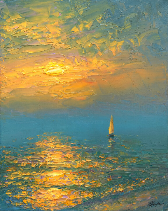 Pintura titulada "Evening 19" por Dmitry Oleyn, Obra de arte original, Oleo Montado en Bastidor de camilla de madera