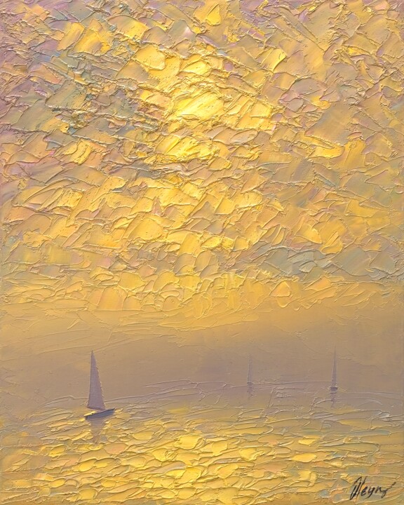Картина под названием "Seascape 4" - Dmitry Oleyn, Подлинное произведение искусства, Масло Установлен на Деревянная рама для…