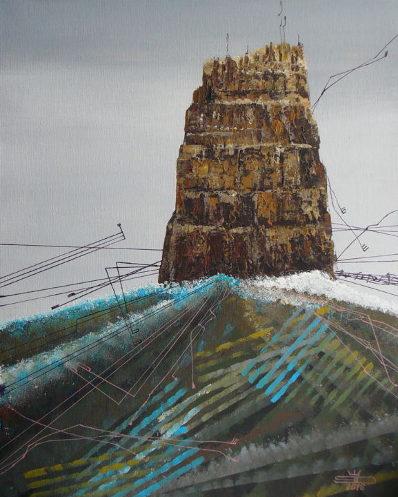 Картина под названием "Скала rock" - Dmitry Sky, Подлинное произведение искусства, Акрил