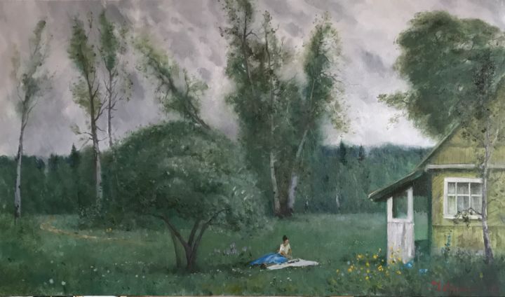 Painting titled "Летний день" by Dmitrii, Original Artwork, Oil