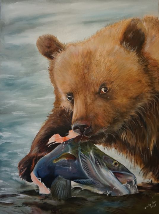 Schilderij getiteld ""Bär"" door Dmitry Levin, Origineel Kunstwerk, Olie