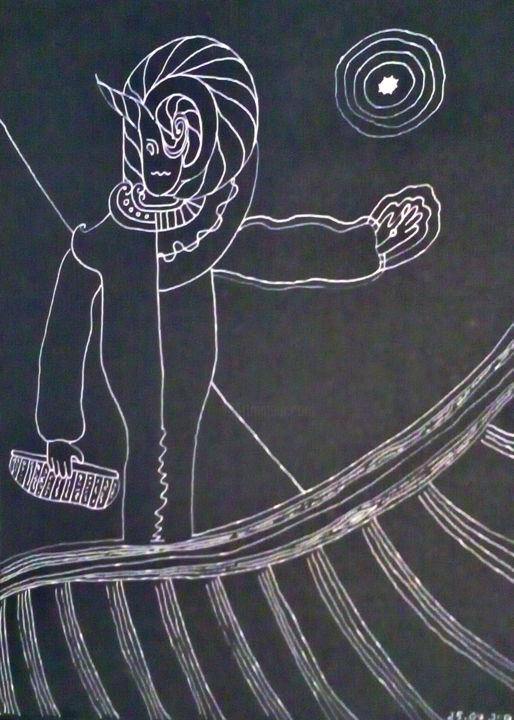Drawing titled "Thoth" by Dmitry Nesterov, Original Artwork, Ballpoint pen