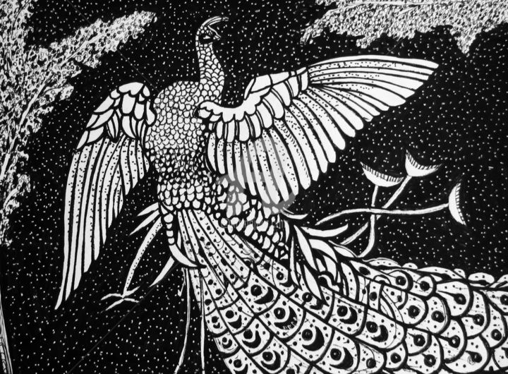 Рисунок под названием "Bird" - Dmitri Werdis, Подлинное произведение искусства, Чернила