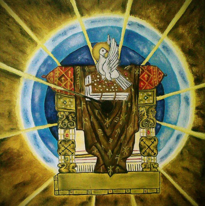 Painting titled "Pentecost" by Dmytro Basiuk, Original Artwork, Oil