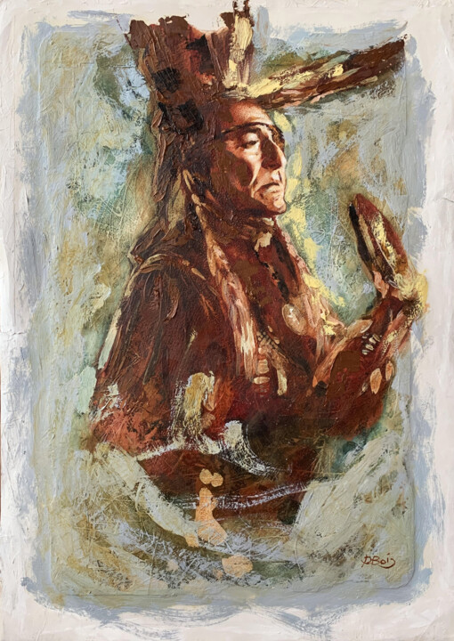 Painting titled "Chief" by Dmytro Boykov, Original Artwork, Oil