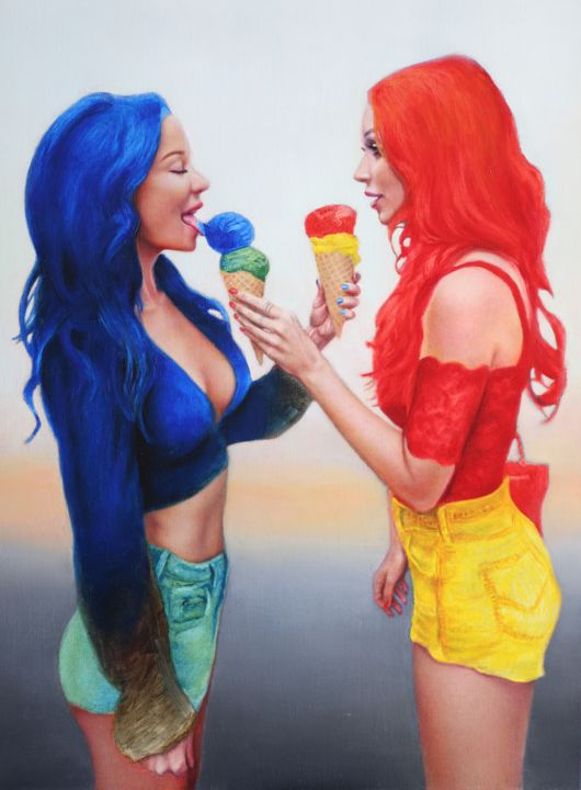 Painting titled "Ice cream" by Dmytro Bryzhak, Original Art, Oil