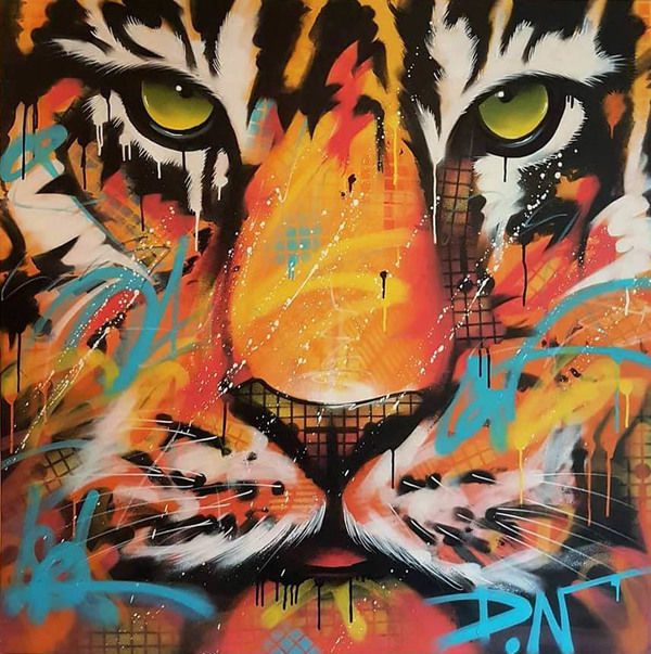 绘画 标题为“Tiger Graff” 由Dn, 原创艺术品, 喷漆