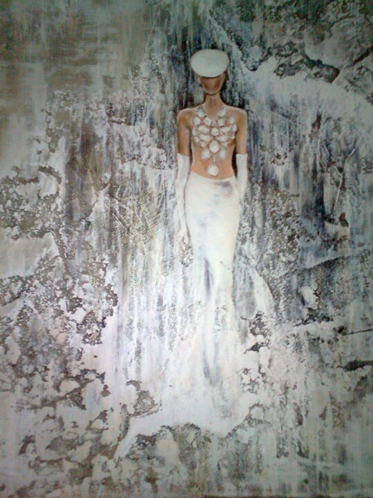 Peinture intitulée "Sirène blanche" par Do Lambrecht, Œuvre d'art originale, Acrylique