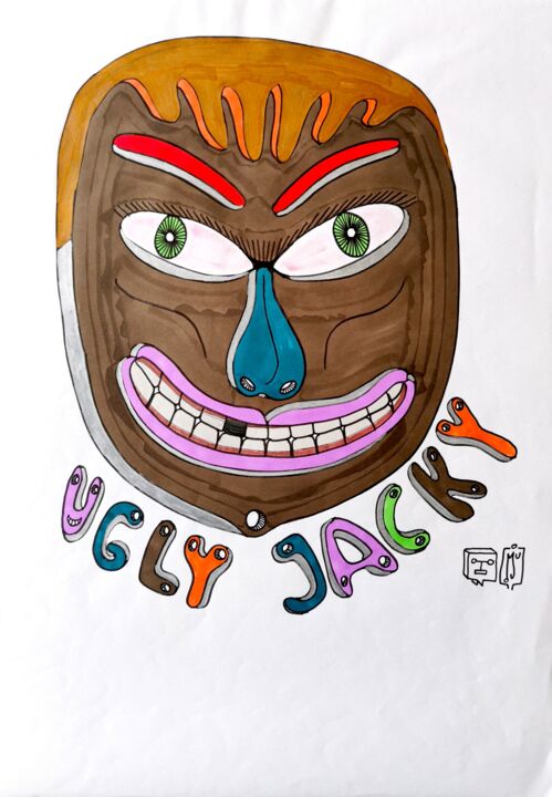 Dibujo titulada "UGLY JACKY" por Do.M.Ju, Obra de arte original, Rotulador