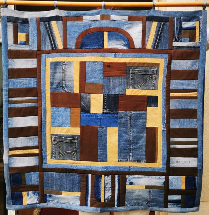 Art textile intitulée "patchwork denim" par Do.M.Ju, Œuvre d'art originale, Patchwork