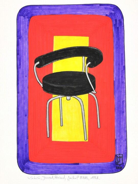 Dessin intitulée "fauteuil B302" par Do.M.Ju, Œuvre d'art originale, Marqueur