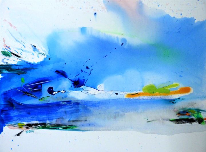 Peinture intitulée "Rivage 1" par Doam, Œuvre d'art originale, Encre