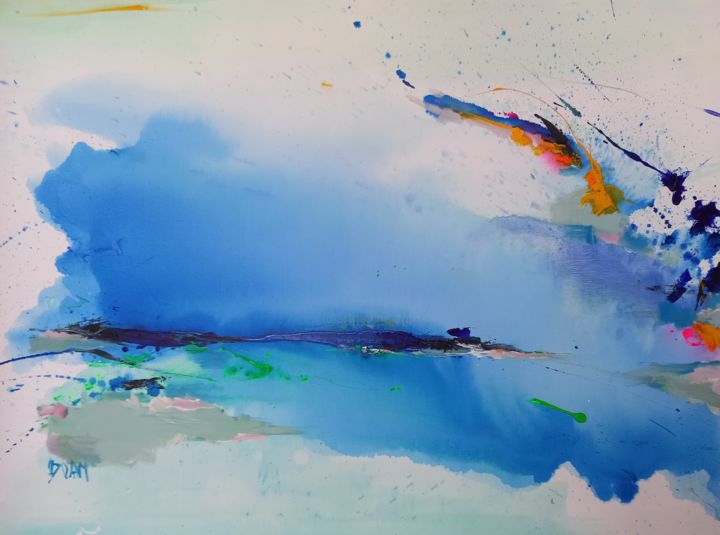 Peinture intitulée "Au large" par Doam, Œuvre d'art originale, Encre