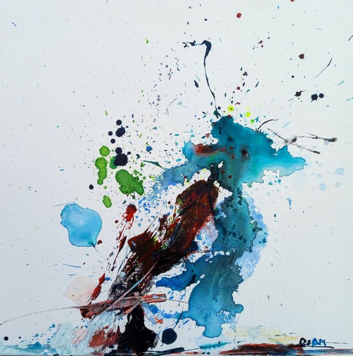 Pintura intitulada "Les flots bleus" por Doam, Obras de arte originais, Acrílico