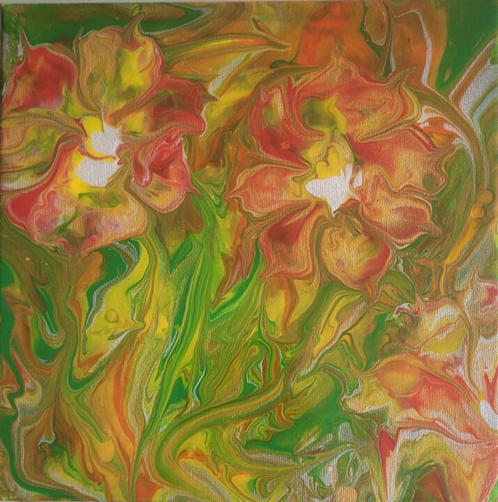 Peinture intitulée ""fleurs de printemp…" par Dochka Mihova (Nikoleta), Œuvre d'art originale, Acrylique Monté sur Châssis e…