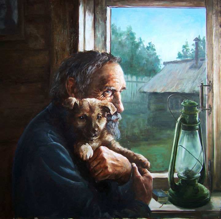 Painting titled "Два одиночества.jpg" by Mikhail Shchriliov, Original Artwork, Oil