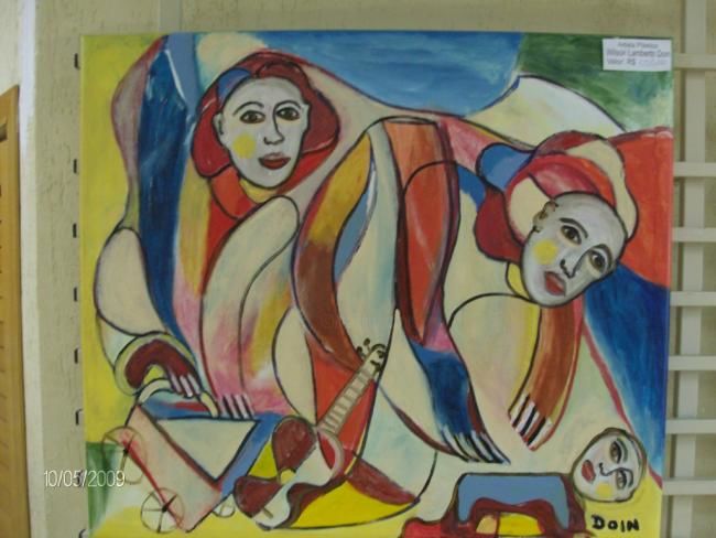 Pintura intitulada "familia" por Doin, Obras de arte originais, Óleo