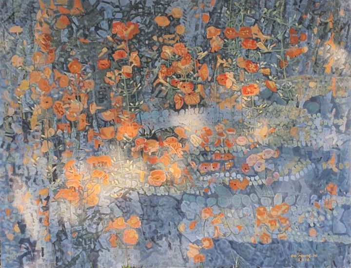 Peinture intitulée "Jacaranda" par Dojoong Jo, Œuvre d'art originale, Pigments