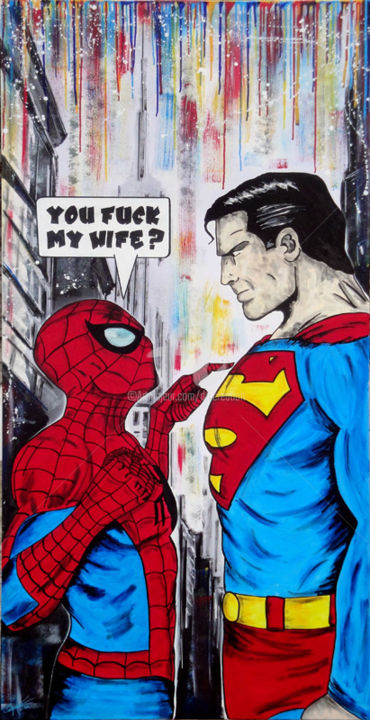 Arte digitale intitolato "superman vs spiderm…" da Dol, Opera d'arte originale