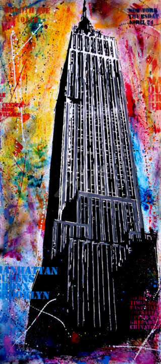 Painting titled "Ne wYork The Empire…" by Dol, Original Artwork, Acrylic