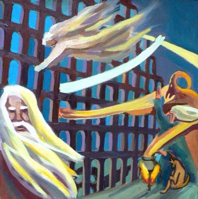 Pittura intitolato "Акведук в иные миры" da Ekaterina Dolgaleva, Opera d'arte originale, Olio