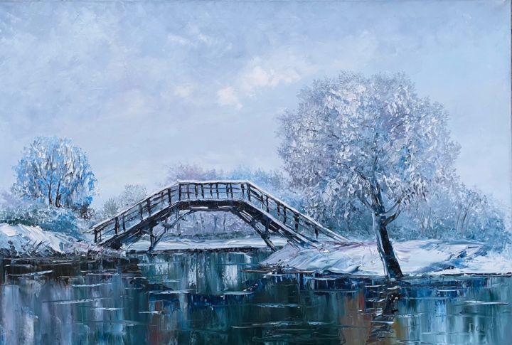 "Winter landscape" başlıklı Tablo Dolgor Dugarova (Dolgor Art) tarafından, Orijinal sanat, Petrol