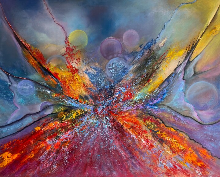 Pintura titulada "Butterfly Cosmic" por Dolgor Dugarova (Dolgor Art), Obra de arte original, Oleo Montado en Bastidor de cam…