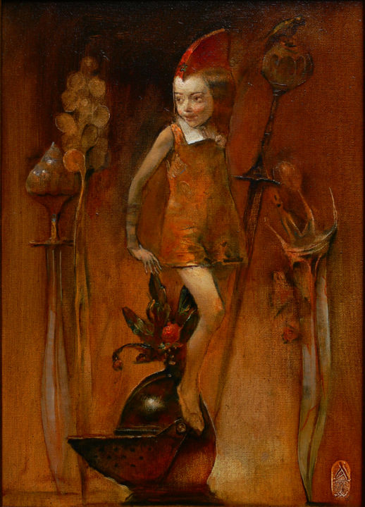 Pittura intitolato "Душа Рыцаря" da Alex V. Dolgikh, Opera d'arte originale, Olio Montato su Cartone