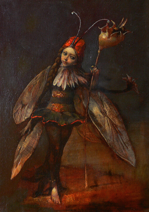 Painting titled "Мелисса" by Alex V. Dolgikh, Original Artwork, Oil Mounted on Wood Stretcher frame