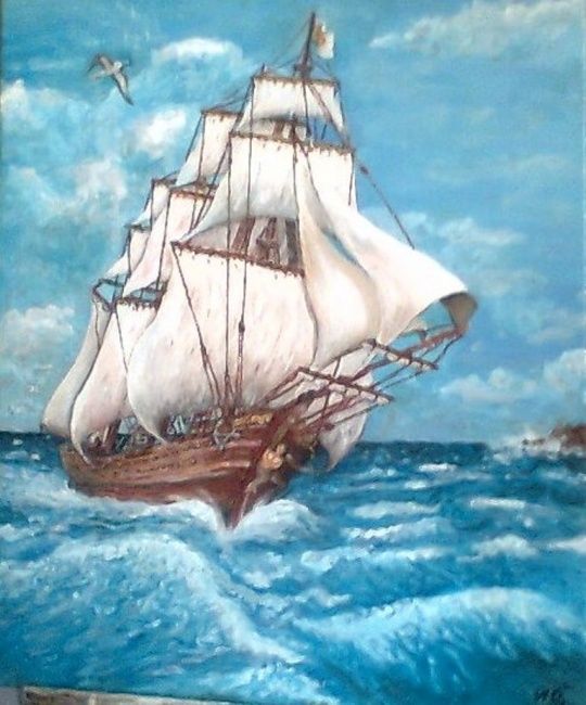 Painting titled "L'albatros et la fr…" by Dolive, Original Artwork