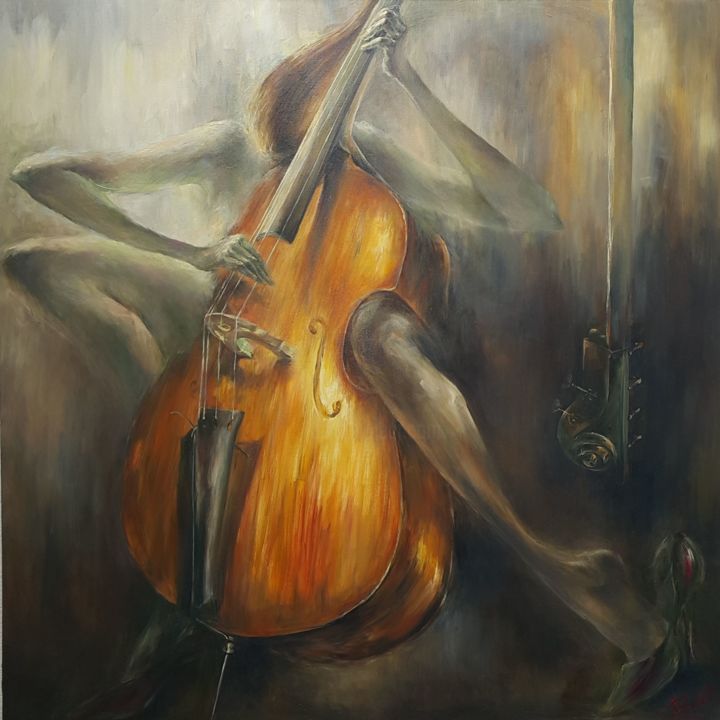 Painting titled "morning-lesson-oil-…" by Natalya Doudell, Original Artwork, Oil