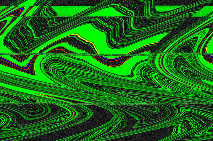Arts numériques intitulée "Wave Green art" par Dolu, Œuvre d'art originale, Peinture numérique
