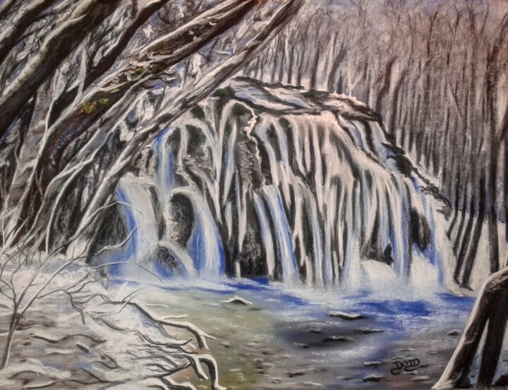 图画 标题为“la  cascade gelée” 由Dom Art 44, 原创艺术品, 粉彩