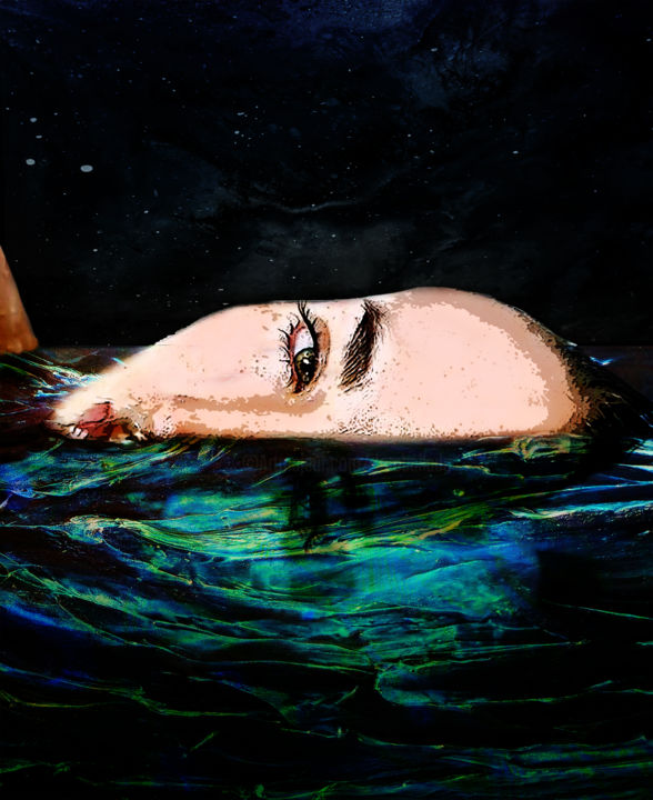 Digital Arts titled "Swimming in the Dark" by Dodi Ballada, Original Artwork