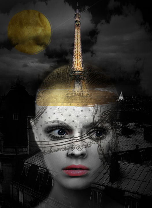 Digital Arts titled "La Parisienne" by Dodi Ballada, Original Artwork, Digital Painting