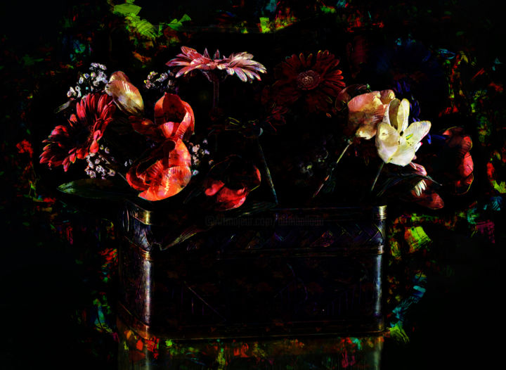 Цифровое искусство под названием "Abstraction florale" - Dodi Ballada, Подлинное произведение искусства, Цифровая живопись