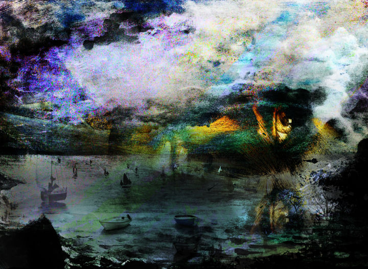 Digital Arts titled "Le regard de la Mer" by Dodi Ballada, Original Artwork, Digital Painting