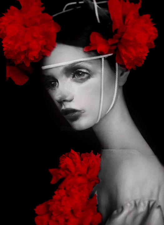 Digital Arts titled "blood roses" by Dodi Ballada, Original Artwork, Digital Painting