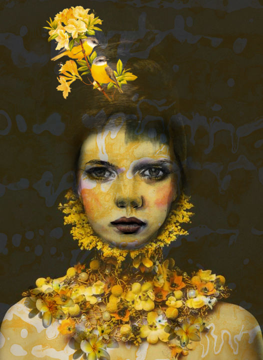 Digital Arts titled "If you like yellow" by Dodi Ballada, Original Artwork, Digital Painting