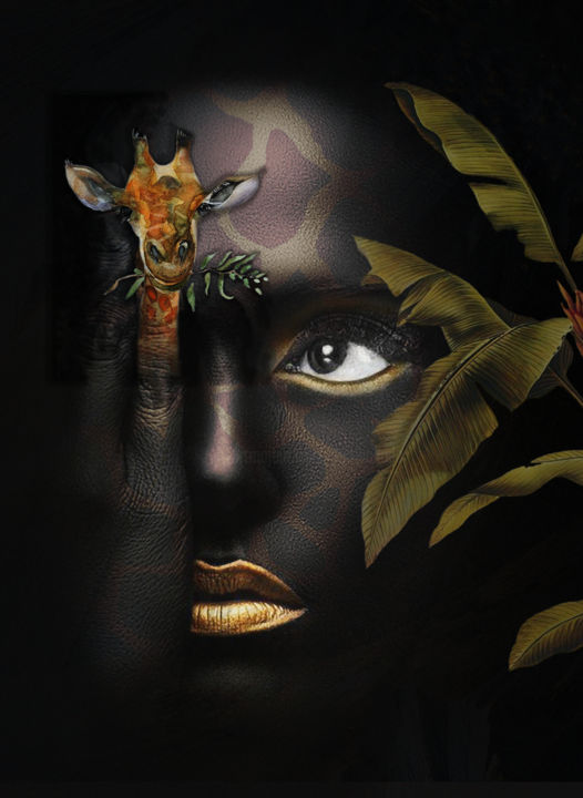 Digital Arts titled "the giraffe" by Dodi Ballada, Original Artwork, Digital Painting